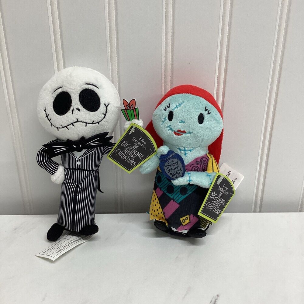 The Nightmare Before Christmas Jack Skellington & Sally Plush 6" Dolls Toy *G